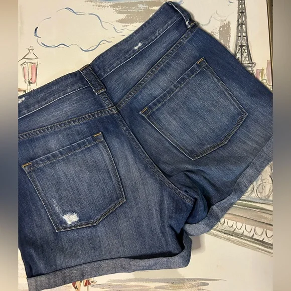 J.Crew Factory Distressed Denim Jean Shorts Cuffed Uncuffed Size 27 - Picture 3 of 7